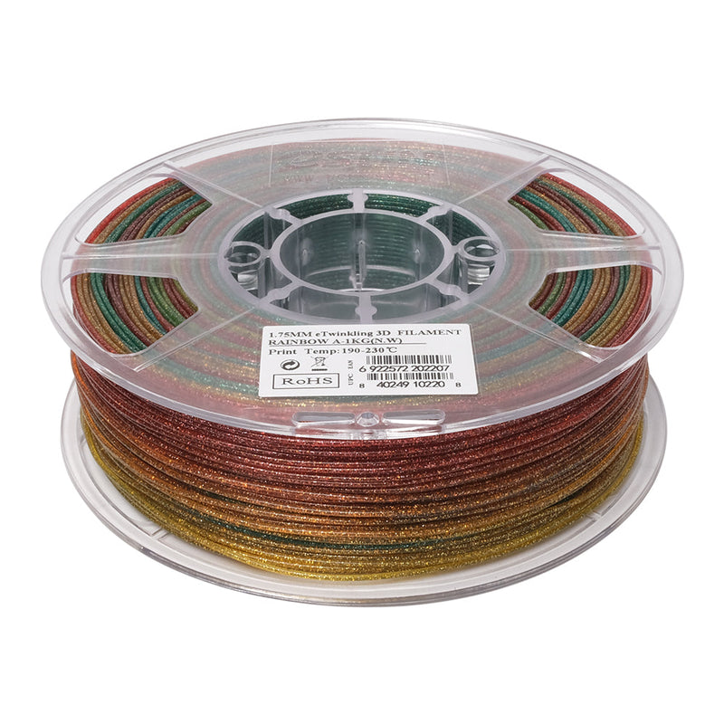 eSun eTwinkling Rainbow-A Glitter PLA 3D Print Filament 1.75mm 1kg