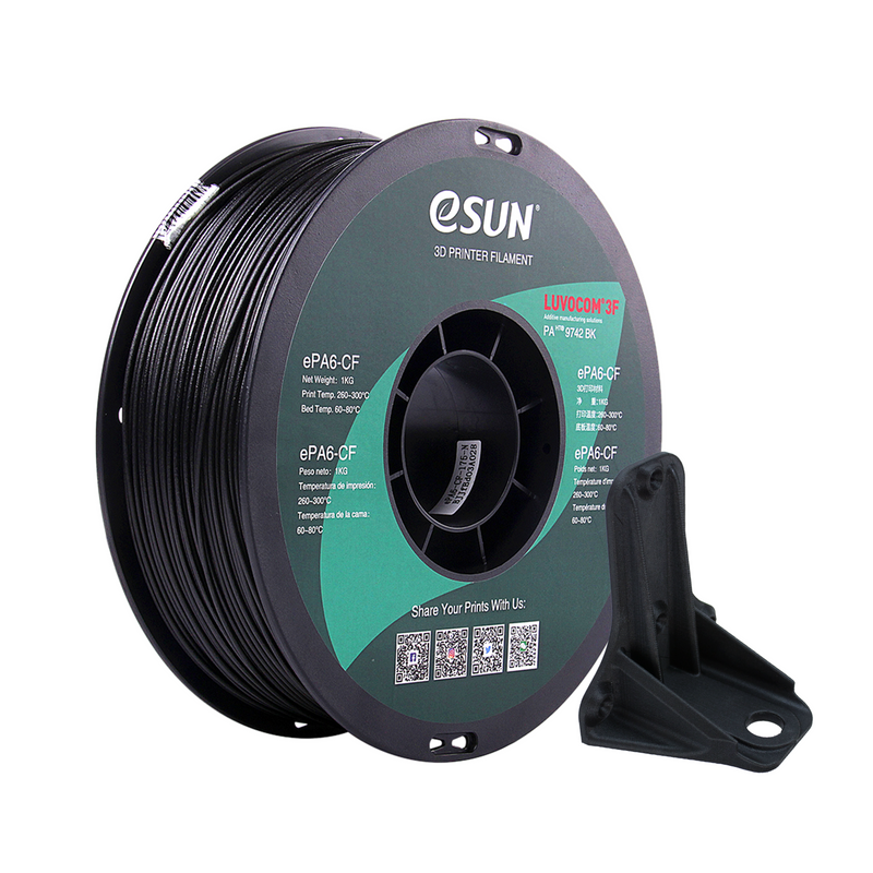 eSUN ePAHT-CF (ePA6-CF) High Temperature Nylon Carbon Fiber - 1.75mm 750g Spool Natural Black